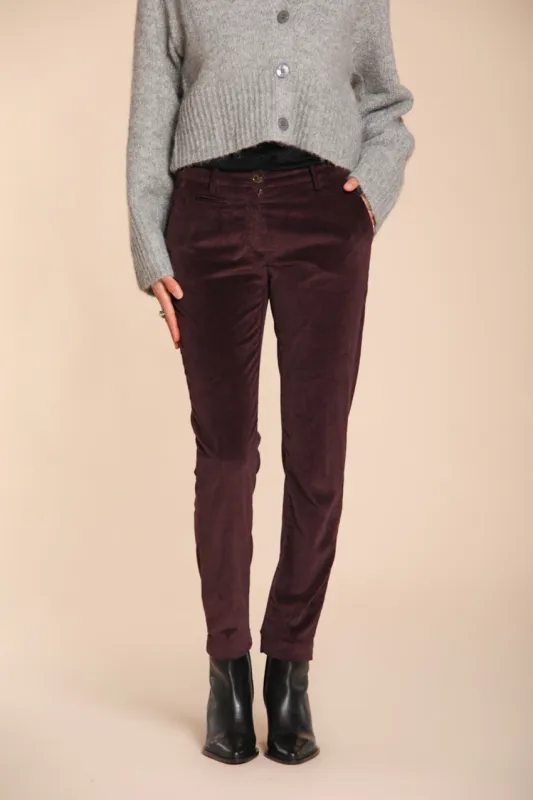 New York Slim women’s chino trousers in corduroy slim fit ① made by Mason's