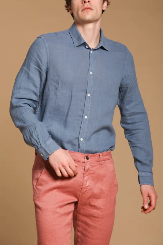 Torino long-sleeved men's shirt in linen sold by Mason's