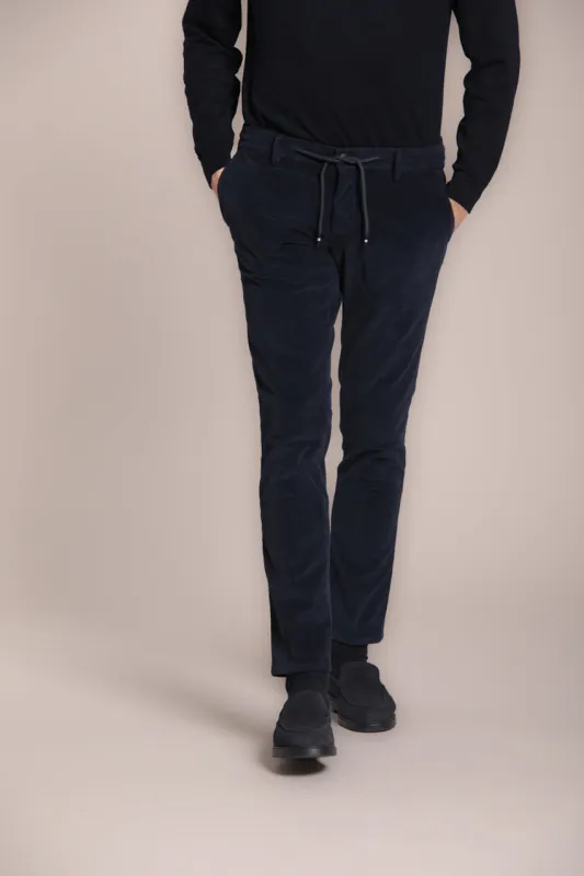 Milano Jogger men's chino pants in 500-line corduroy extra slim fit sold by Mason's