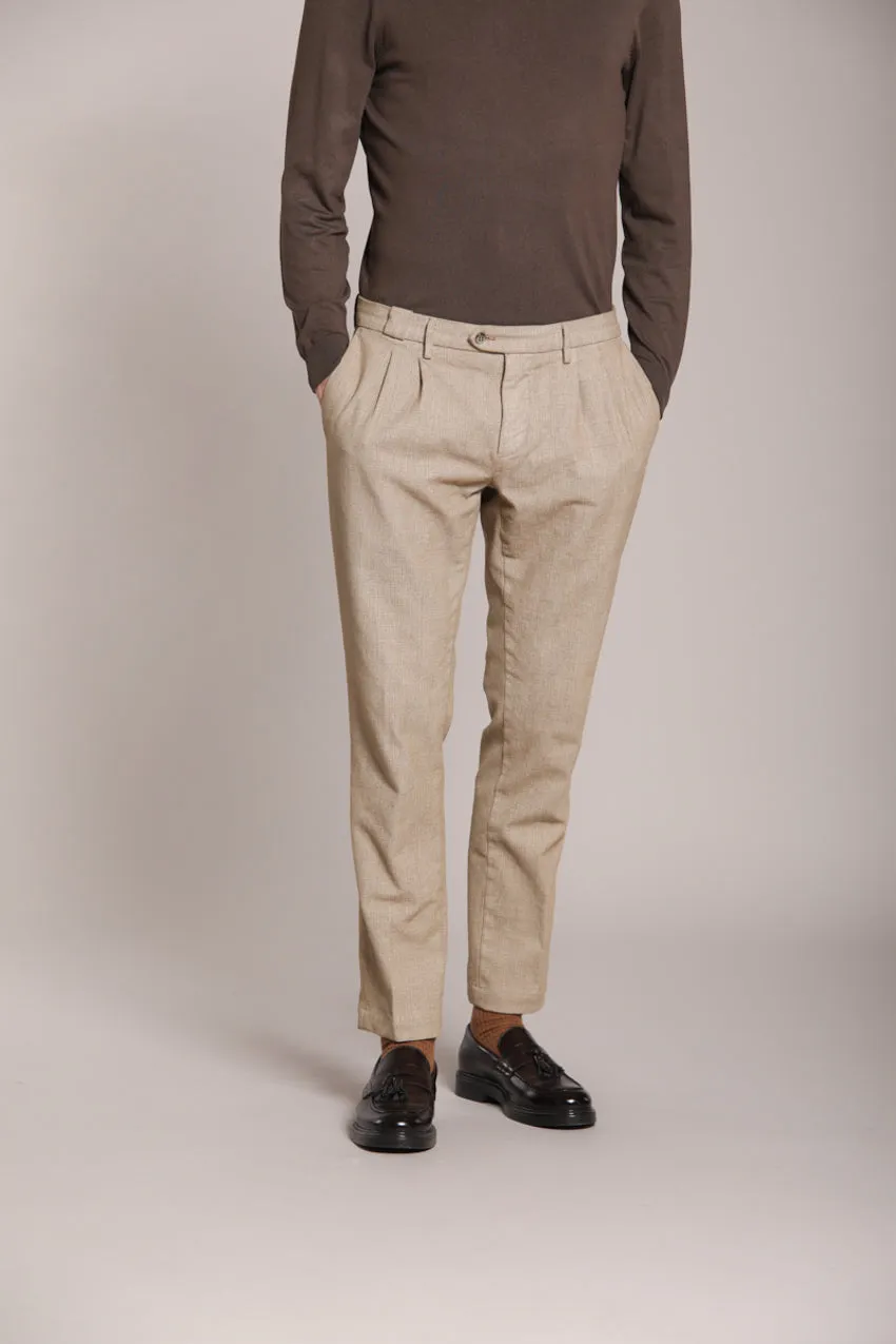 New York Time 2 Pinces men's chino pants in corduroy with resca print regular fit sold by Mason's