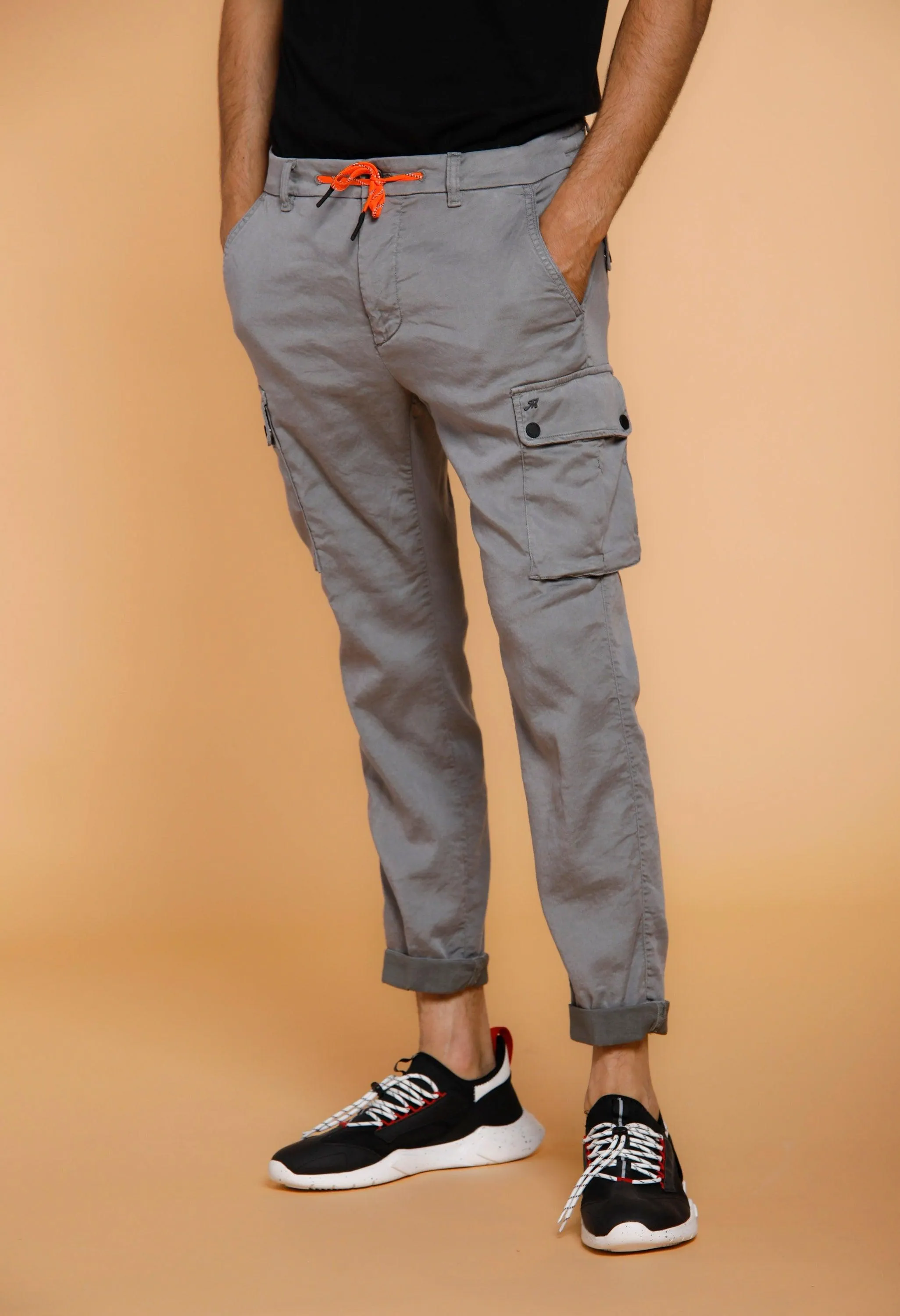Chile Athleisure man cargo pants in jersey with drawstring carrot fit sold by Mason's product image thumbnail 4