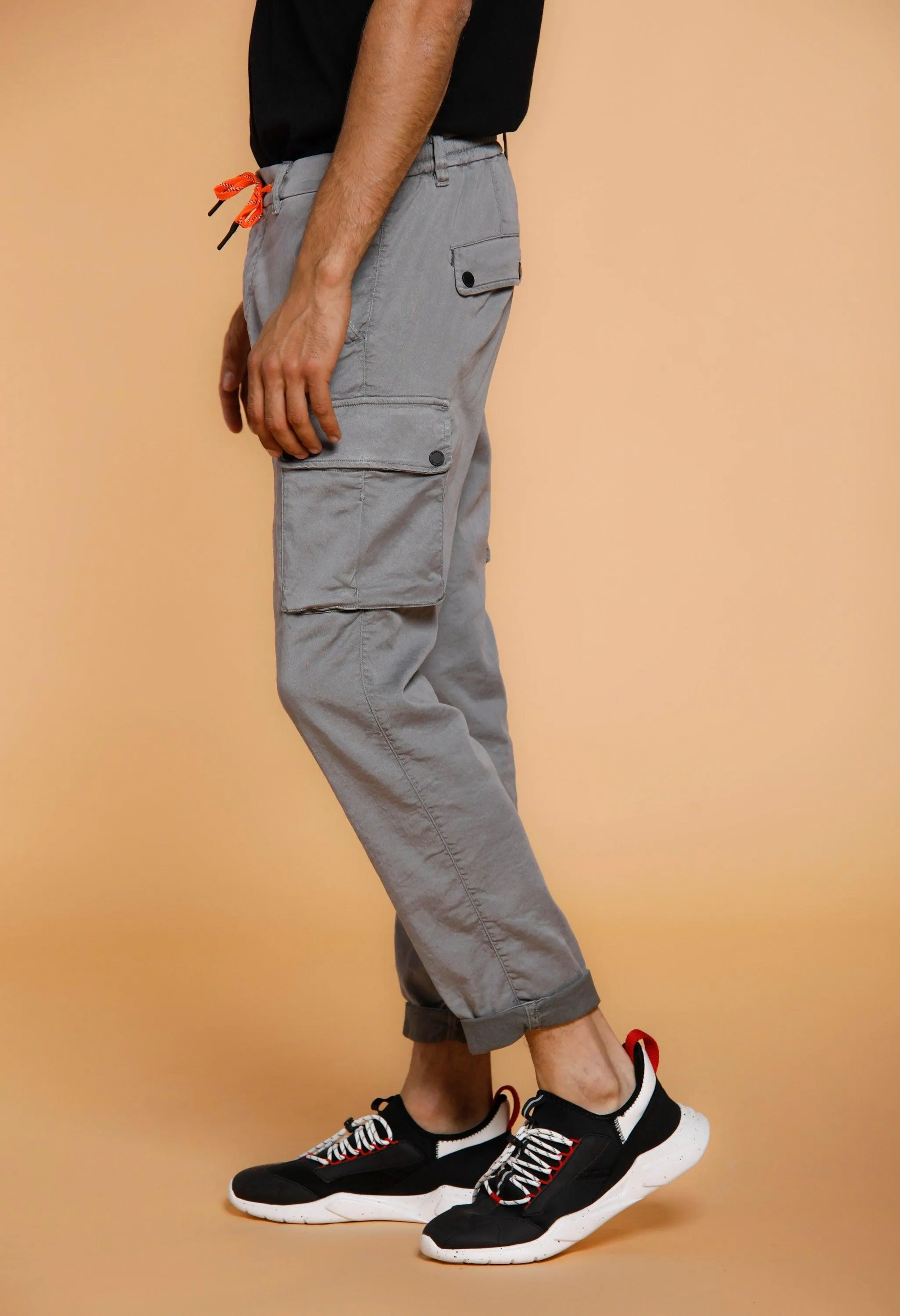 Chile Athleisure man cargo pants in jersey with drawstring carrot fit sold by Mason's product image thumbnail 5