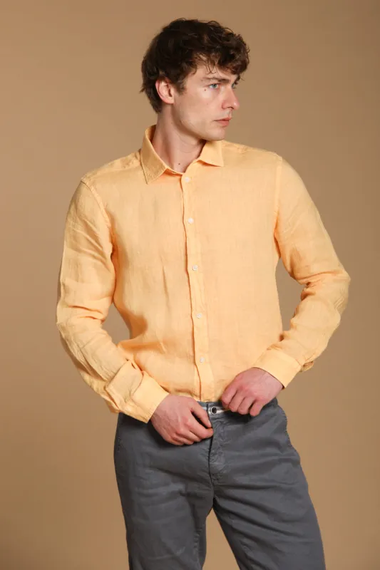 Torino long-sleeved men's shirt in linen sold by Mason's