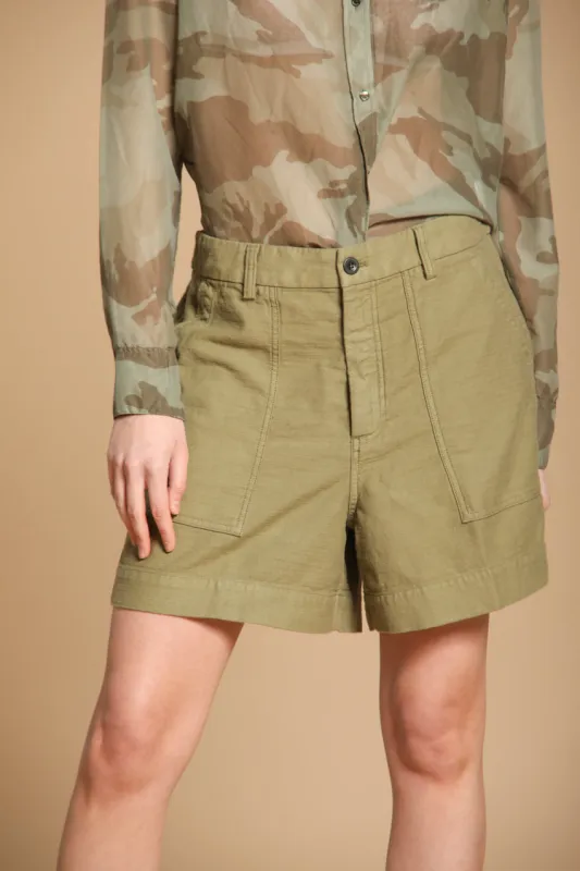 Dallas women's cargo Bermuda Shorts in satin Wide Leg sold by Mason's