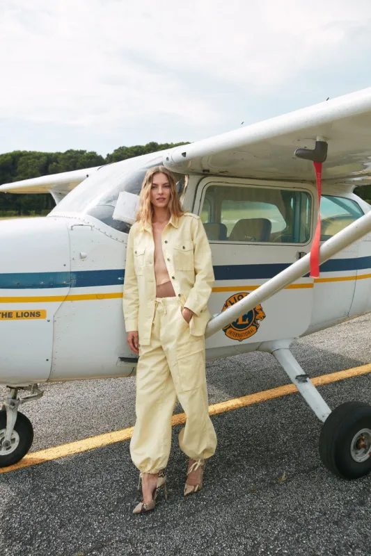 Francis women's Cargo Jogger pants in cotton and linen twill wide leg sold by Mason's