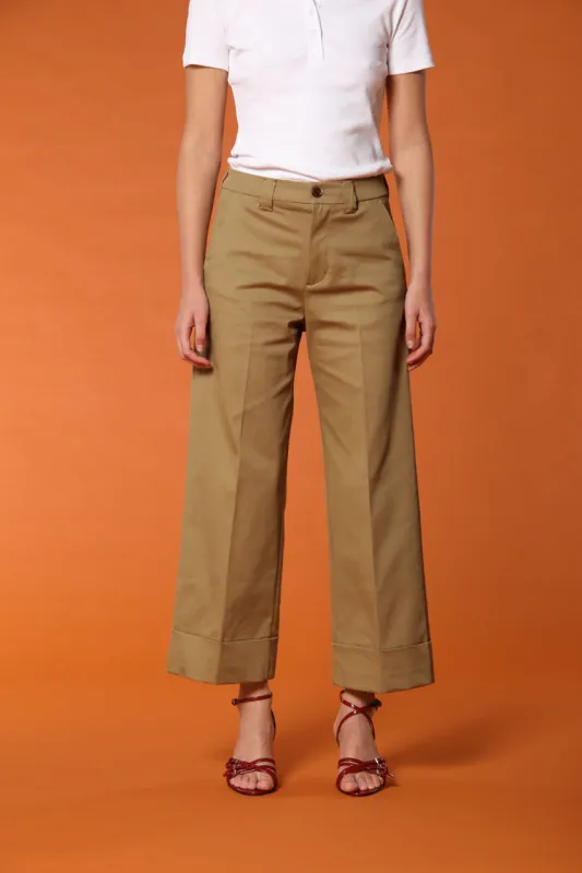 New York Studio Cropped women's chino pants in cotton twill wide leg sold by Mason's