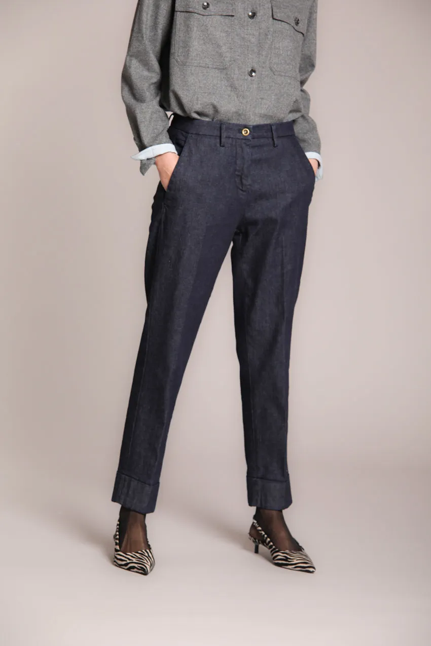 New York Carrot women’s chino trousers in stretch denim carrot fit sold by Mason's