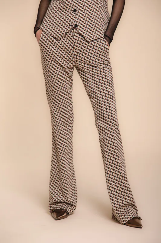 New York Flare women’s chino trousers in jersey with diamond pattern slim fit sold by Mason's