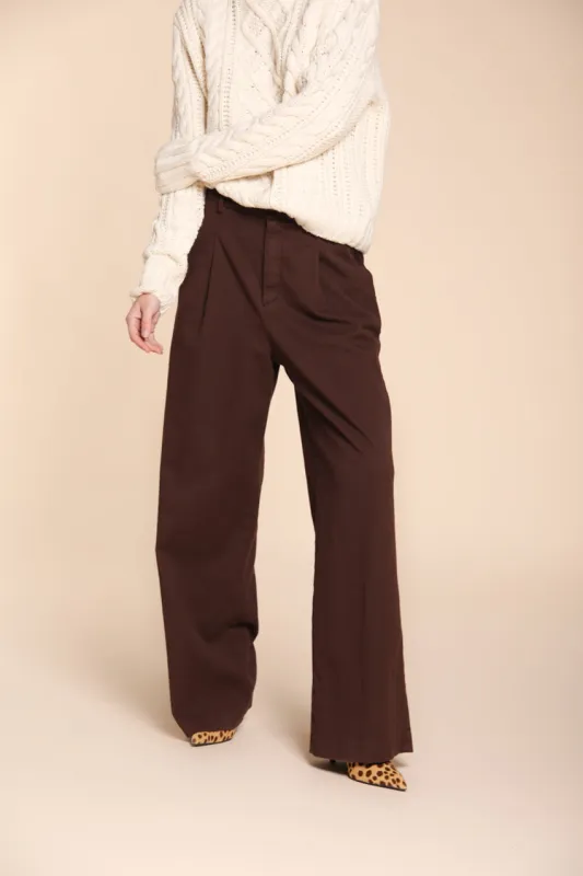 Ny Wide Pinces women’s chino pants in cotton cashmere wide leg fit sold by Mason's
