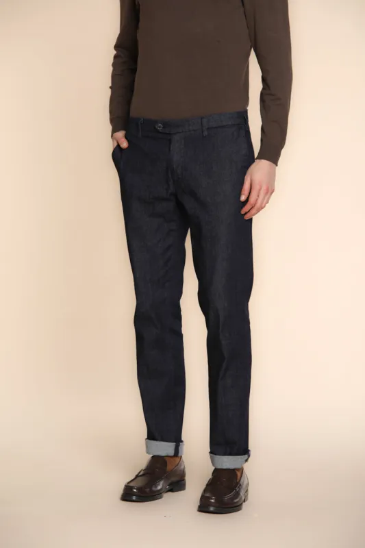 New York men’s chino pants in stretch denim regular fit sold by Mason's