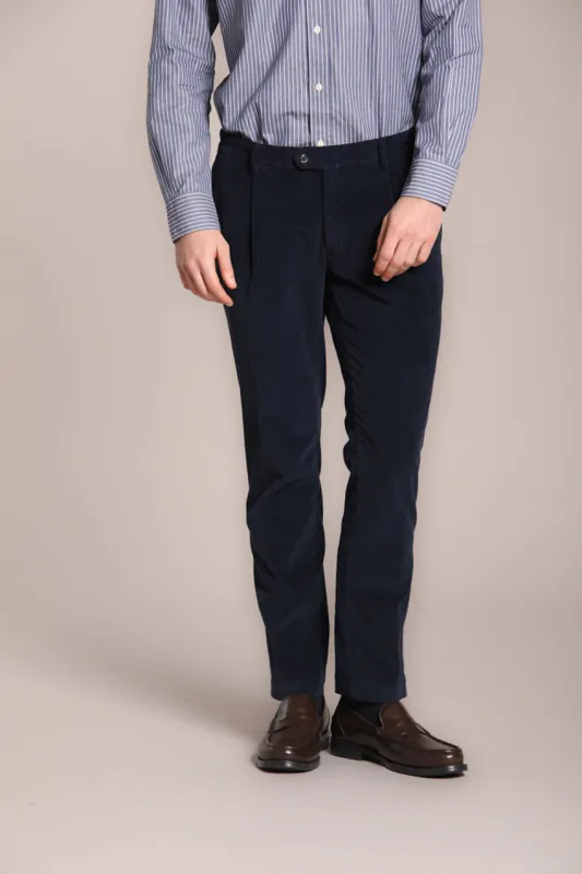 New York Time 1 Pinces men's chino pants in 500-line velvet regular fit sold by Mason's