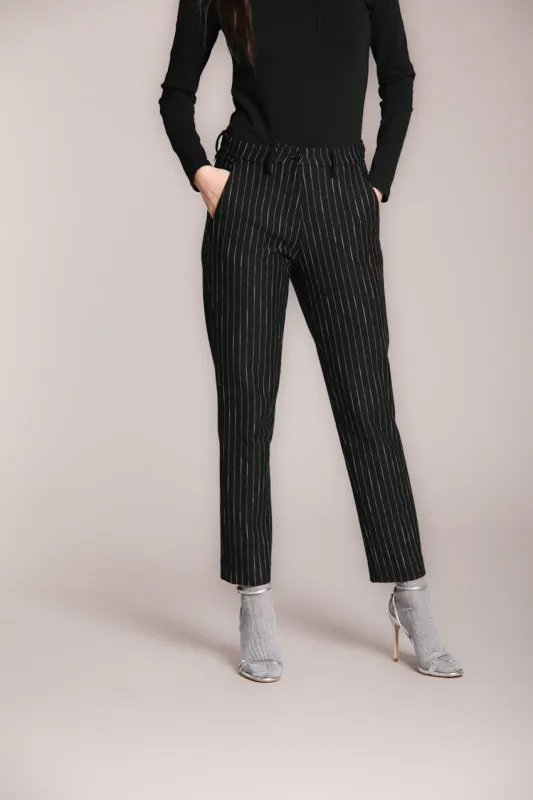 New York Carrot women’s chino trousers in pinstriped jersey carrot fit sold by Mason's