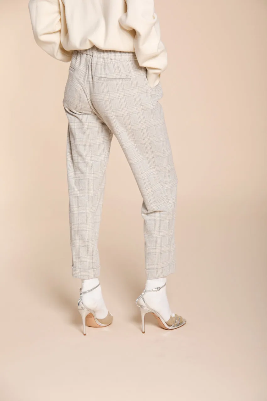 Easy Jogger women’s chino pants in jersey with Glen check pattern relaxed fit sold by Mason's product image thumbnail 5