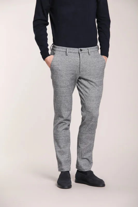 Torino Jog men's chino pants in jersey with micro-pattern slim fit sold by Mason's