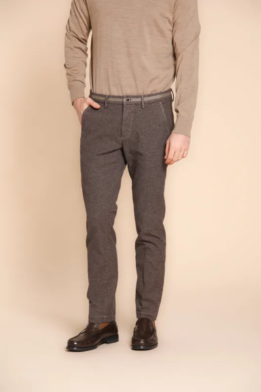 Torino University men's chino pants in houndstooth slim fit sold by Mason's