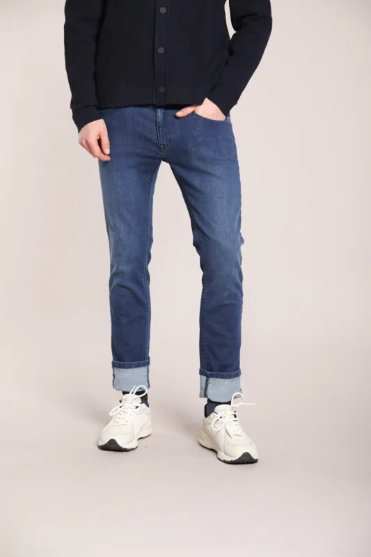Harris men’s 5-pocket pants in stretch denim slim fit sold by Mason's