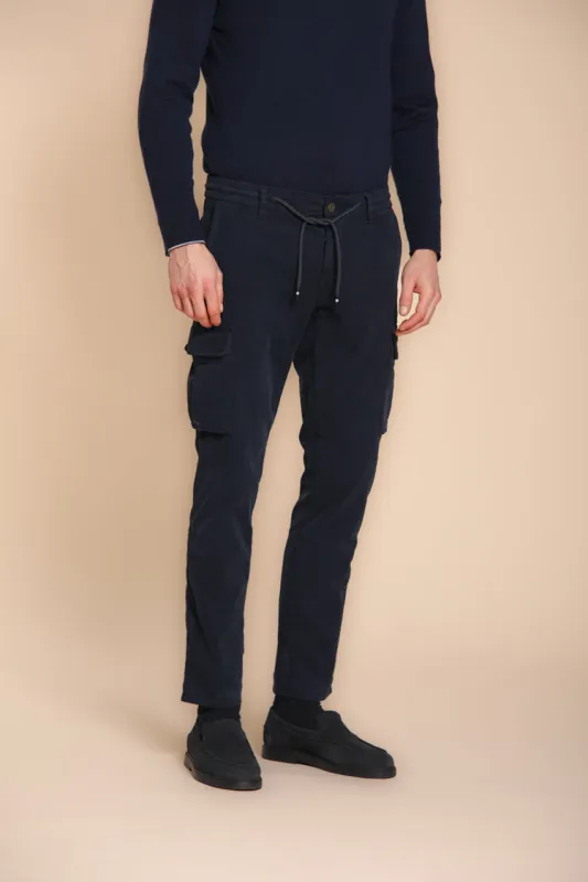 Chile Jogger men's cargo trousers in 1500-wale velvet extra slim fit sold by Mason's