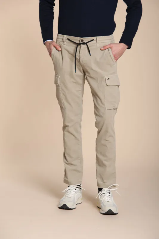 Chile Jogger men's cargo trousers in 1500-wale velvet extra slim fit sold by Mason's