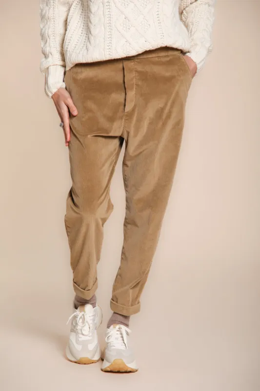Malibu Jogger City women’s chino trousers in corduroy relaxed fit sold by Mason's