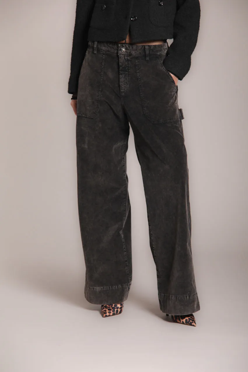 Dallas Wide L women’s 1000-wale corduroy cargo pant wide leg sold by Mason's