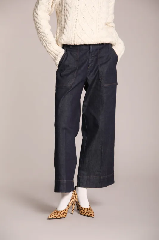 Dallas Wide women’s cargo pants in stretch denim wide leg sold by Mason's