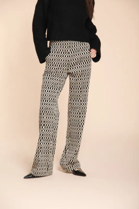 Easy Straight women’s chino pants in jersey with diamond pattern straight fit sold by Mason's