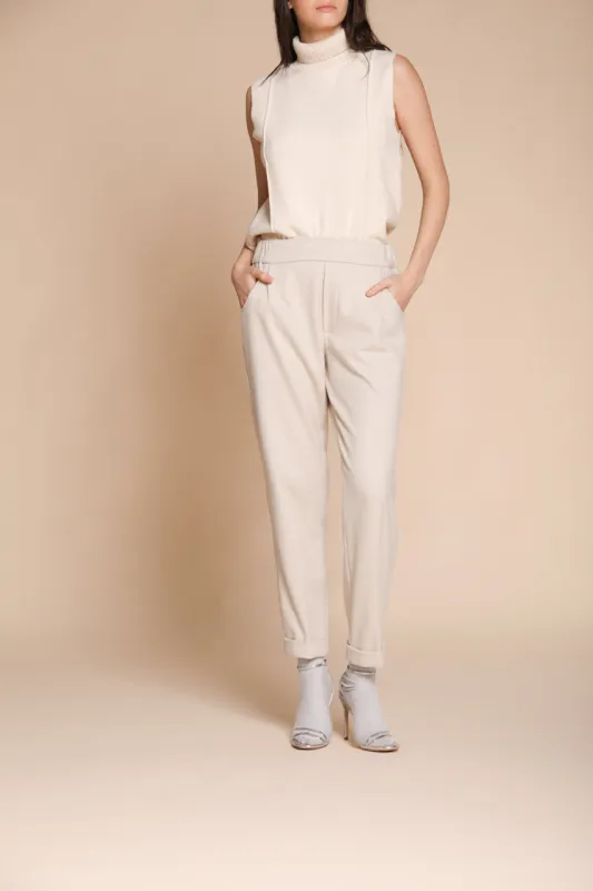 Easy Jogger women’s chinos in jersey with dot pattern relaxed fit sold by Mason's