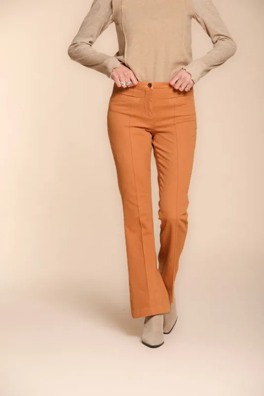Milano Flare women’s chino trousers in satin slim fit sold by Mason's