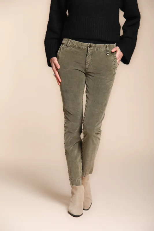 Jaqueline Archivio women’s chino trousers in 1000 wale corduroy slim fit sold by Mason's