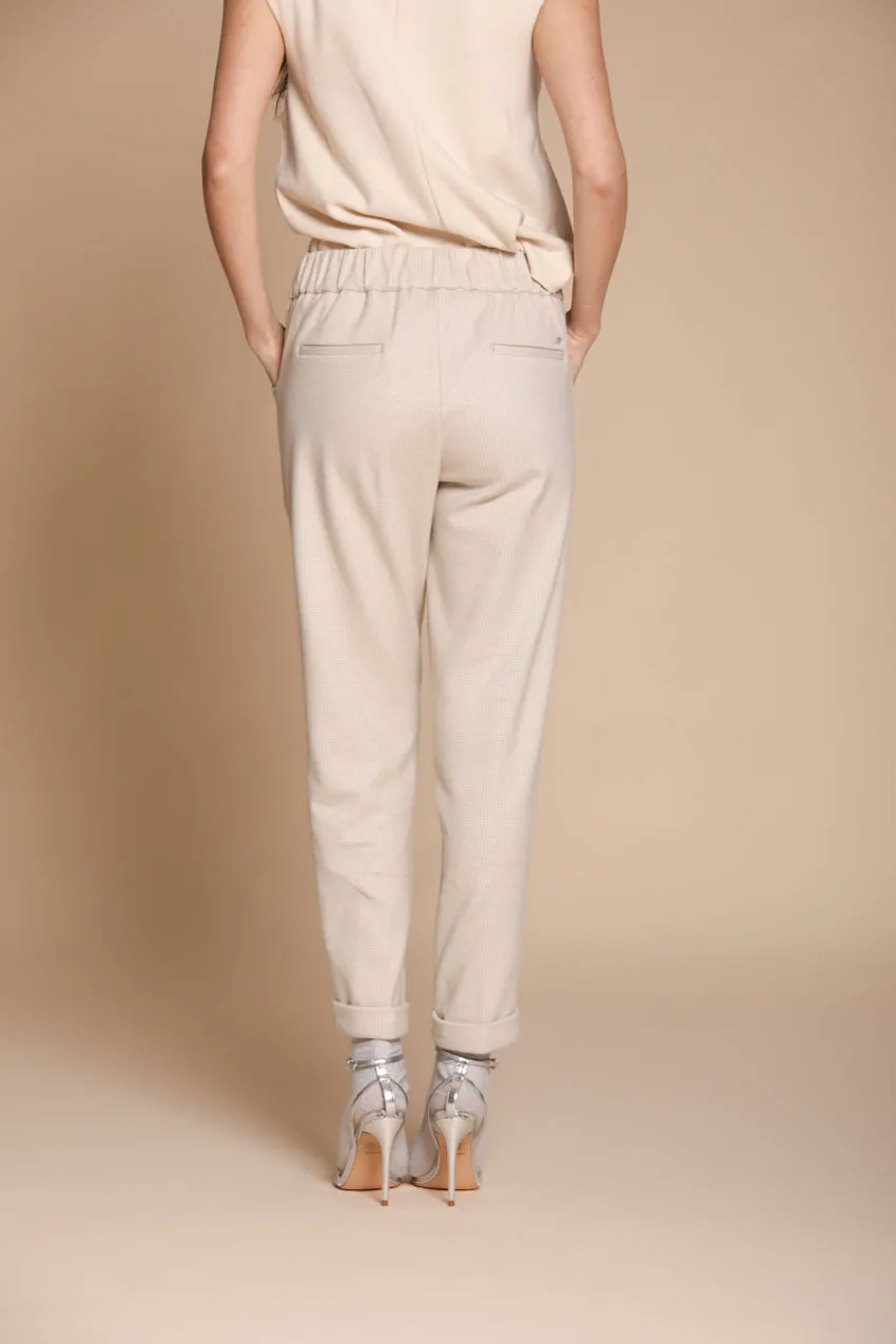 Easy Jogger women’s chinos in micro check jersey relaxed fit sold by Mason's product image thumbnail 5