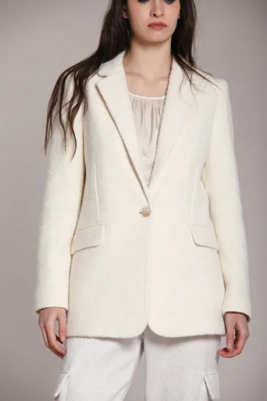Irene long women’s blazer in bouclé wool blend sold by Mason's