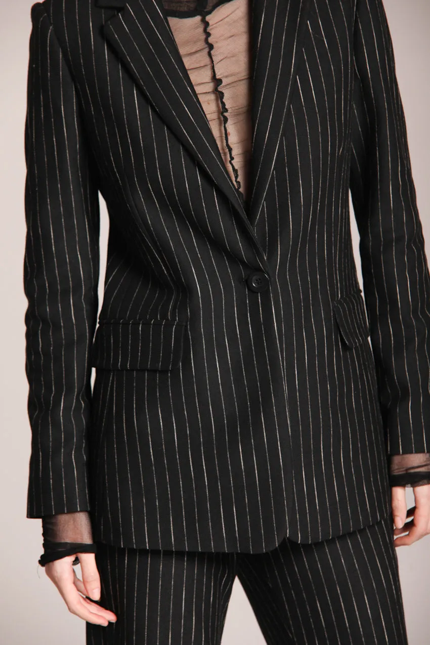 Irene women’s long blazer in pinstripe jersey sold by Mason's product image thumbnail 5