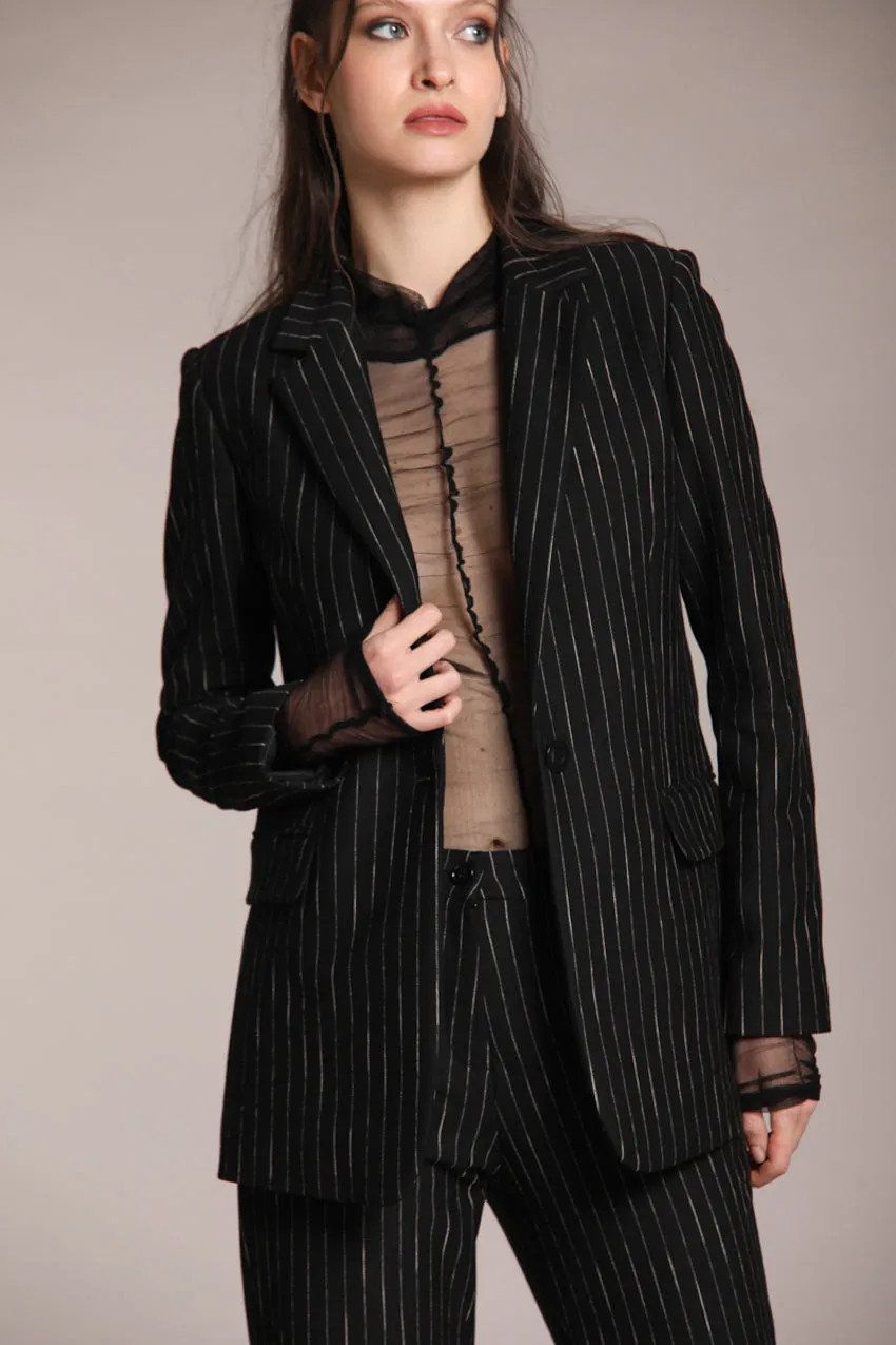 Irene women’s long blazer in pinstripe jersey sold by Mason's product image thumbnail 2