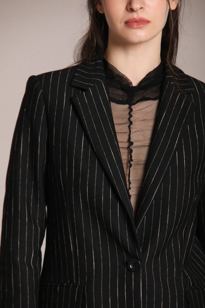 Irene women’s long blazer in pinstripe jersey sold by Mason's product image thumbnail 3