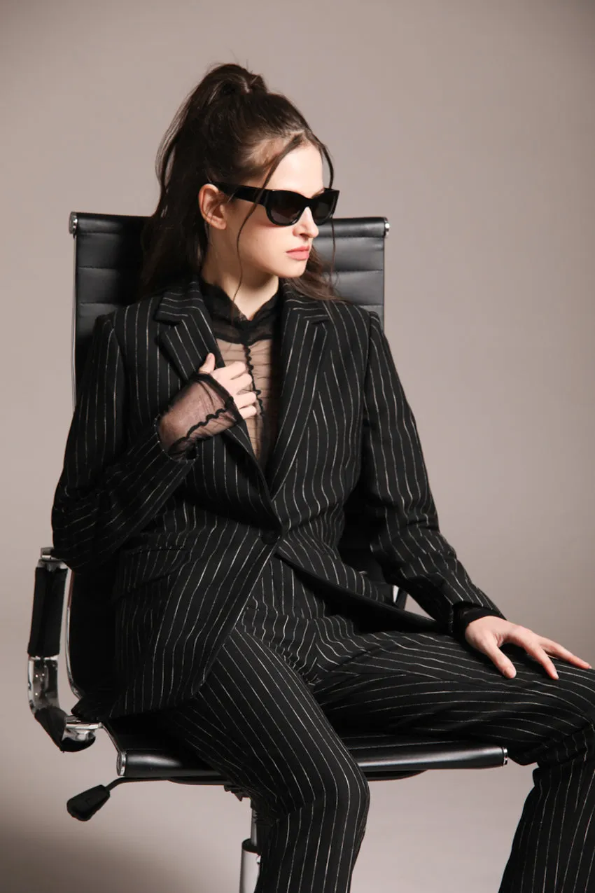 Irene women’s long blazer in pinstripe jersey sold by Mason's product image thumbnail 4