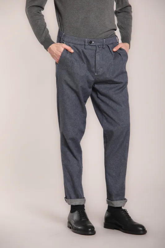 Boston 2 Pinces men's chino pants in oxford cotton relaxed fit sold by Mason's
