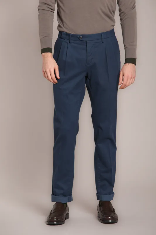 New York Time 2 Pinces men's chino pants in cotton and wool regular fit sold by Mason's