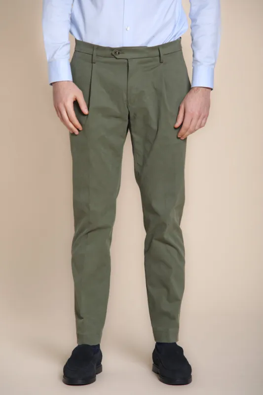 New York Time 1 Pinces men's chino pants in dyed gabardine regular fit sold by Mason's