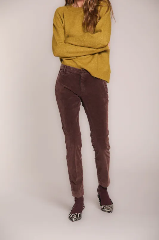 Jaqueline Archivio women’s chino trousers in 1000 wale corduroy slim fit sold by Mason's