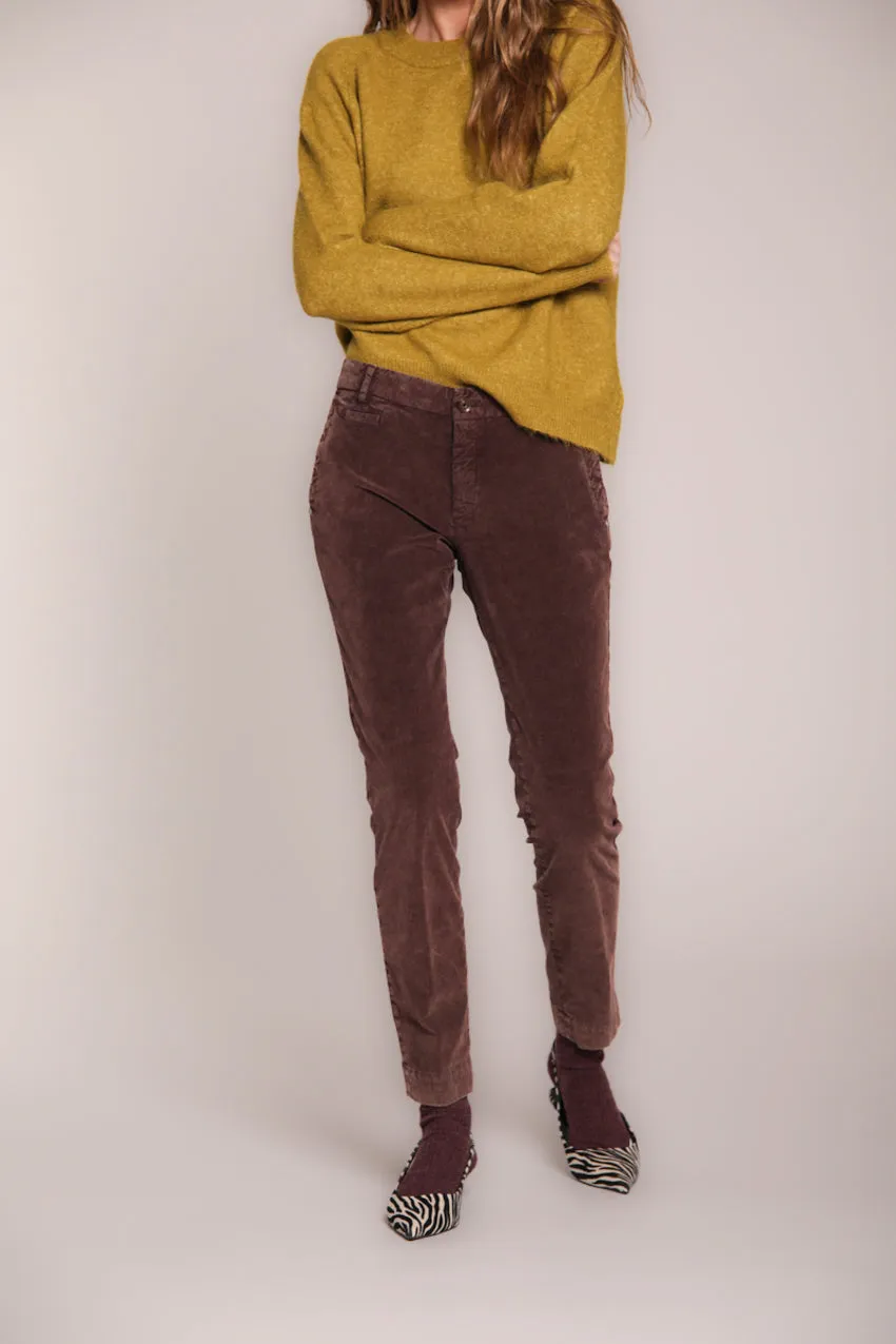 Jaqueline Archivio women’s chino trousers in 1000 wale corduroy slim fit sold by Mason's