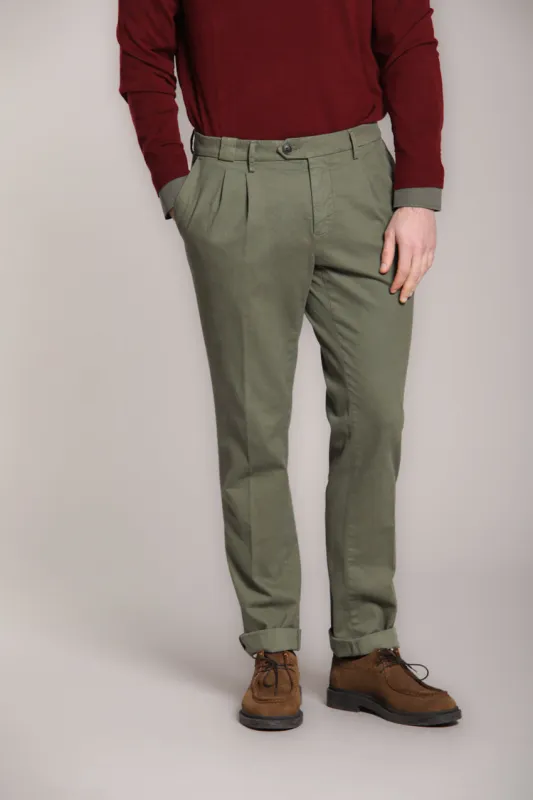 New York Time 2 Pinces men's chino pants in cotton and wool regular fit sold by Mason's