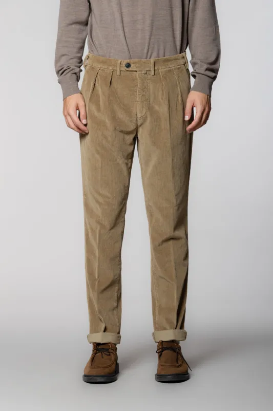 Boston 2 Pinces men’s chino trousers in 500 wale corduroy relaxed fit sold by Mason's