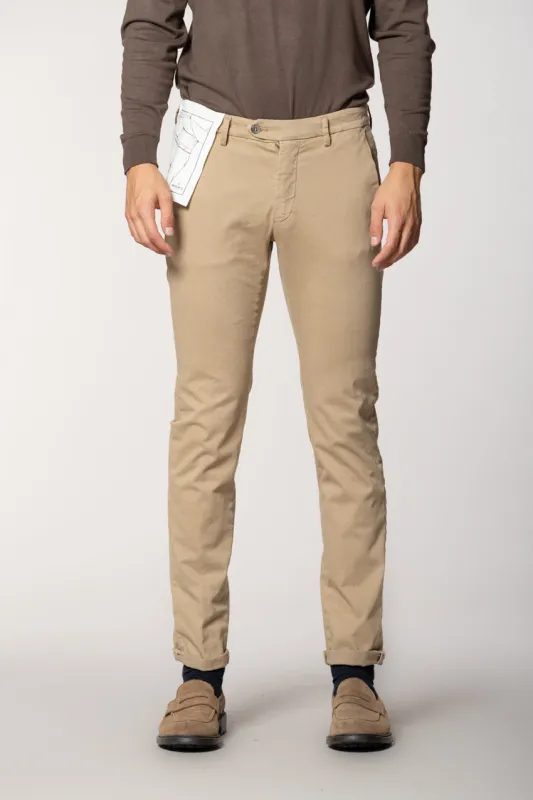 Torino Flex men's chino pants in satin slim fit sold by Mason's