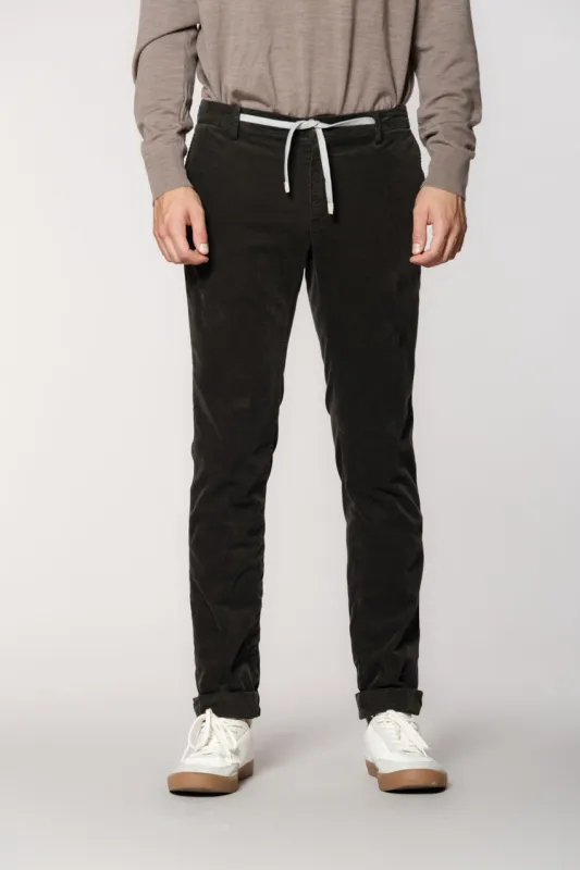 New York String men's chino jogger in 1500 rib velvet regular fit sold by Mason's