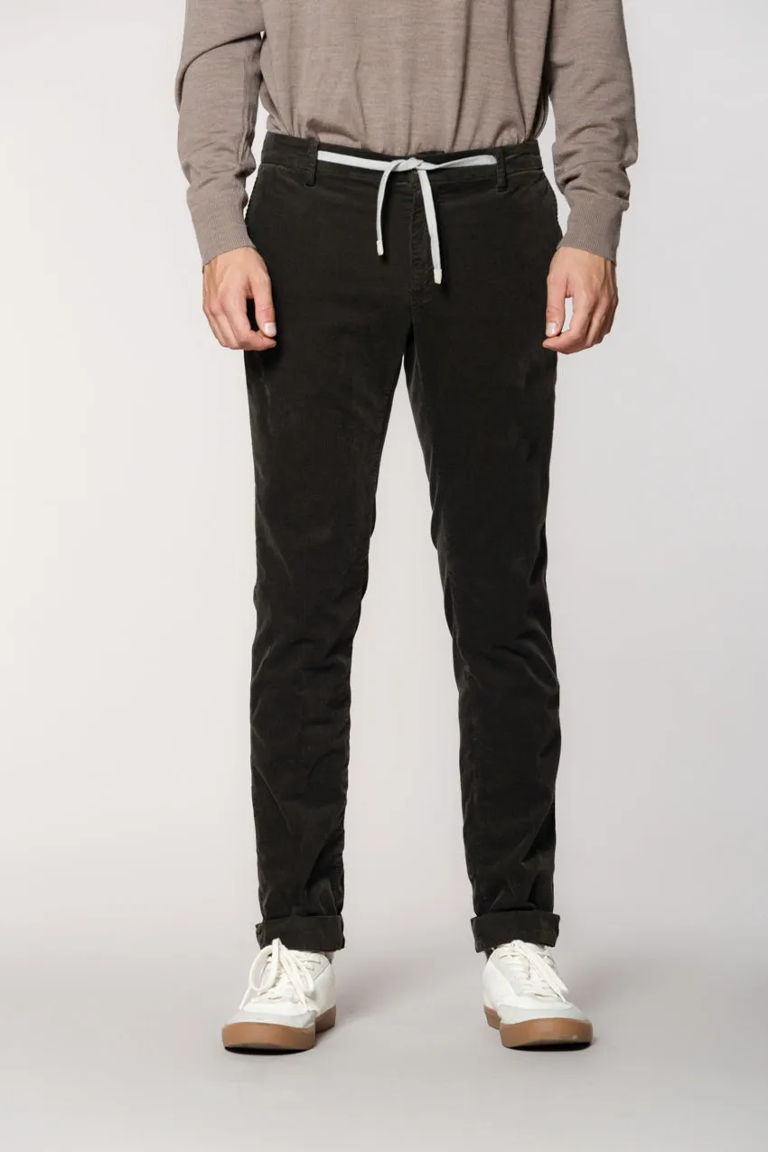 New York String men's chino jogger in 1500 rib velvet regular fit sold by Mason's