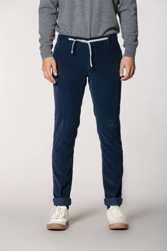 New York String men's chino jogger in 1500 rib velvet regular fit sold by Mason's