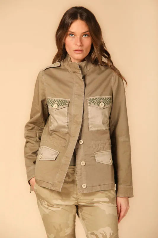Eva woman's  field jacket in cotton with studs sold by Mason's