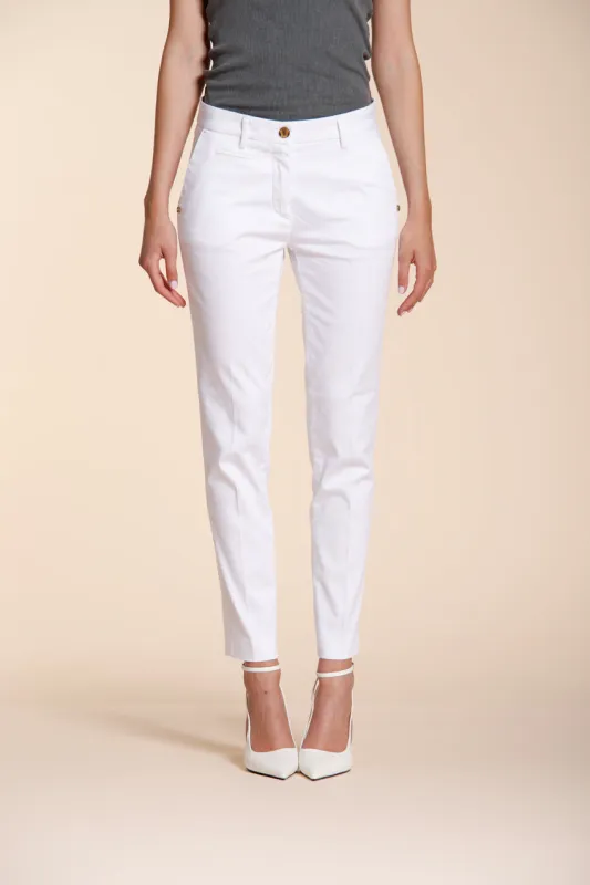 New York Slim women's chino pants in stretch satin slim fit ① sold by Mason's