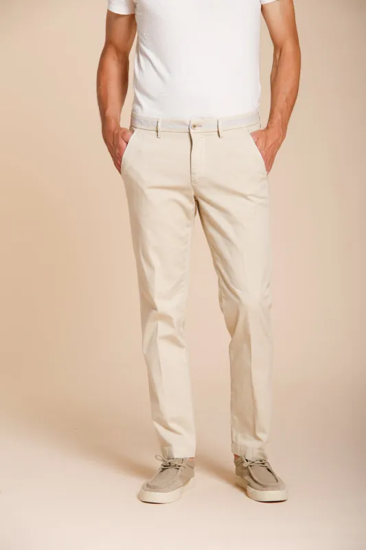 Torino University men's chino pants in stretch satin slim fit sold by Mason's