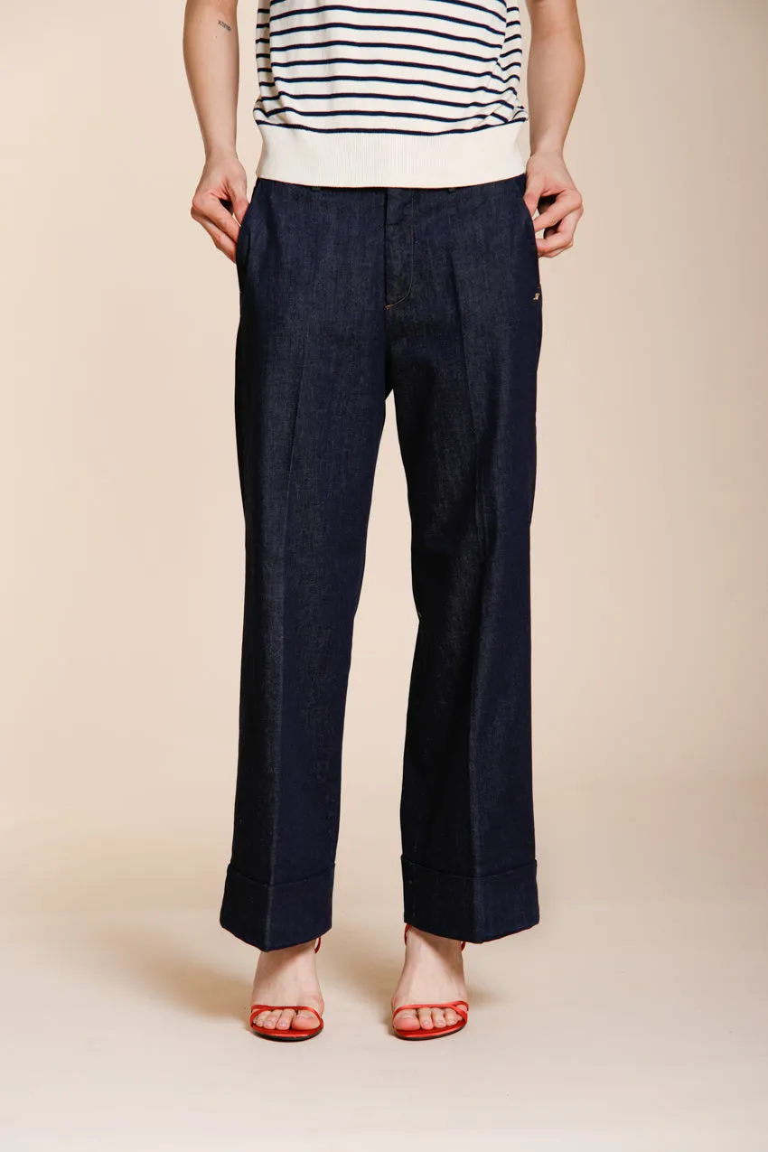 New York Studio Cropped City women's chino pants in denim straight fit sold by Mason's